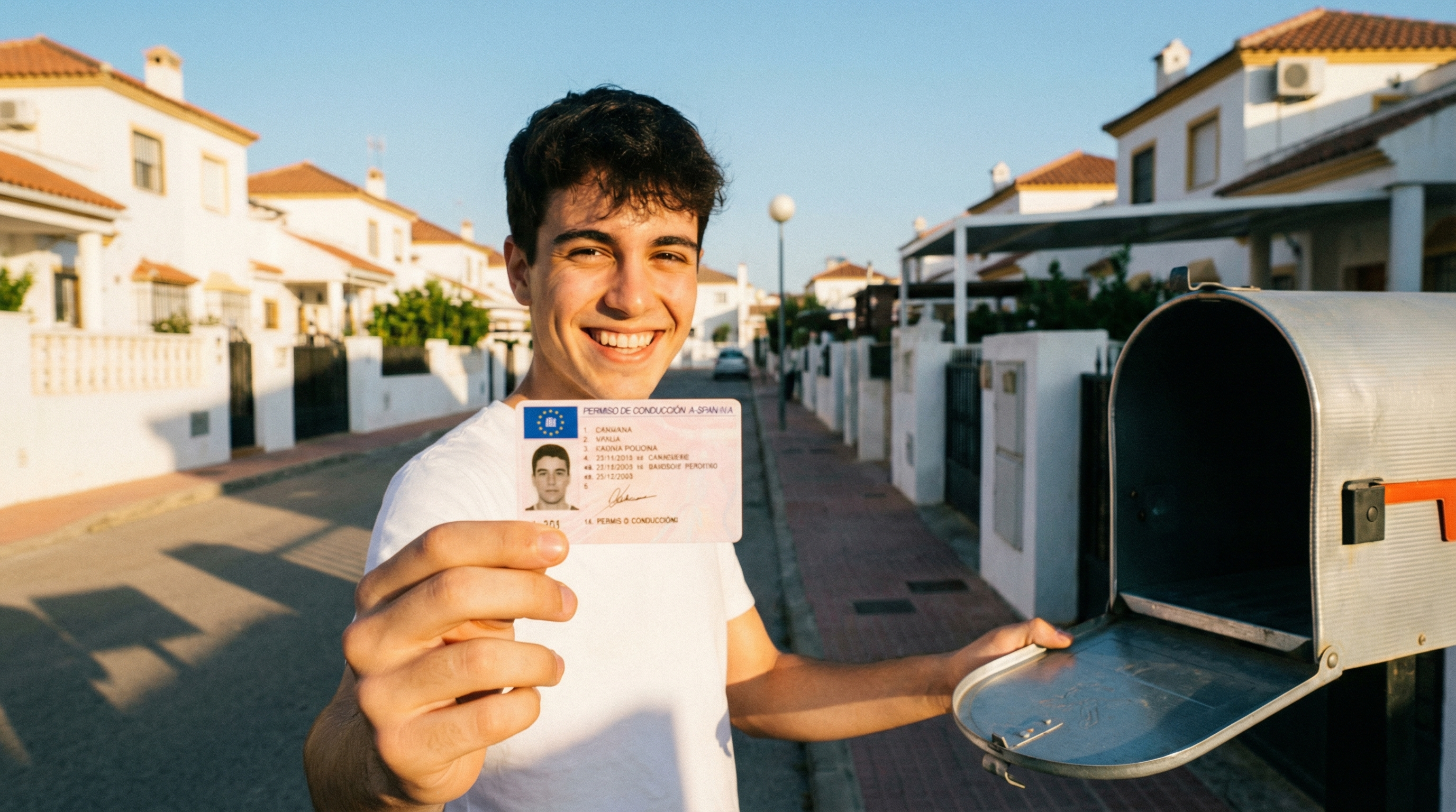 Persona joven mirando el buzón esperando el carnet de conducir