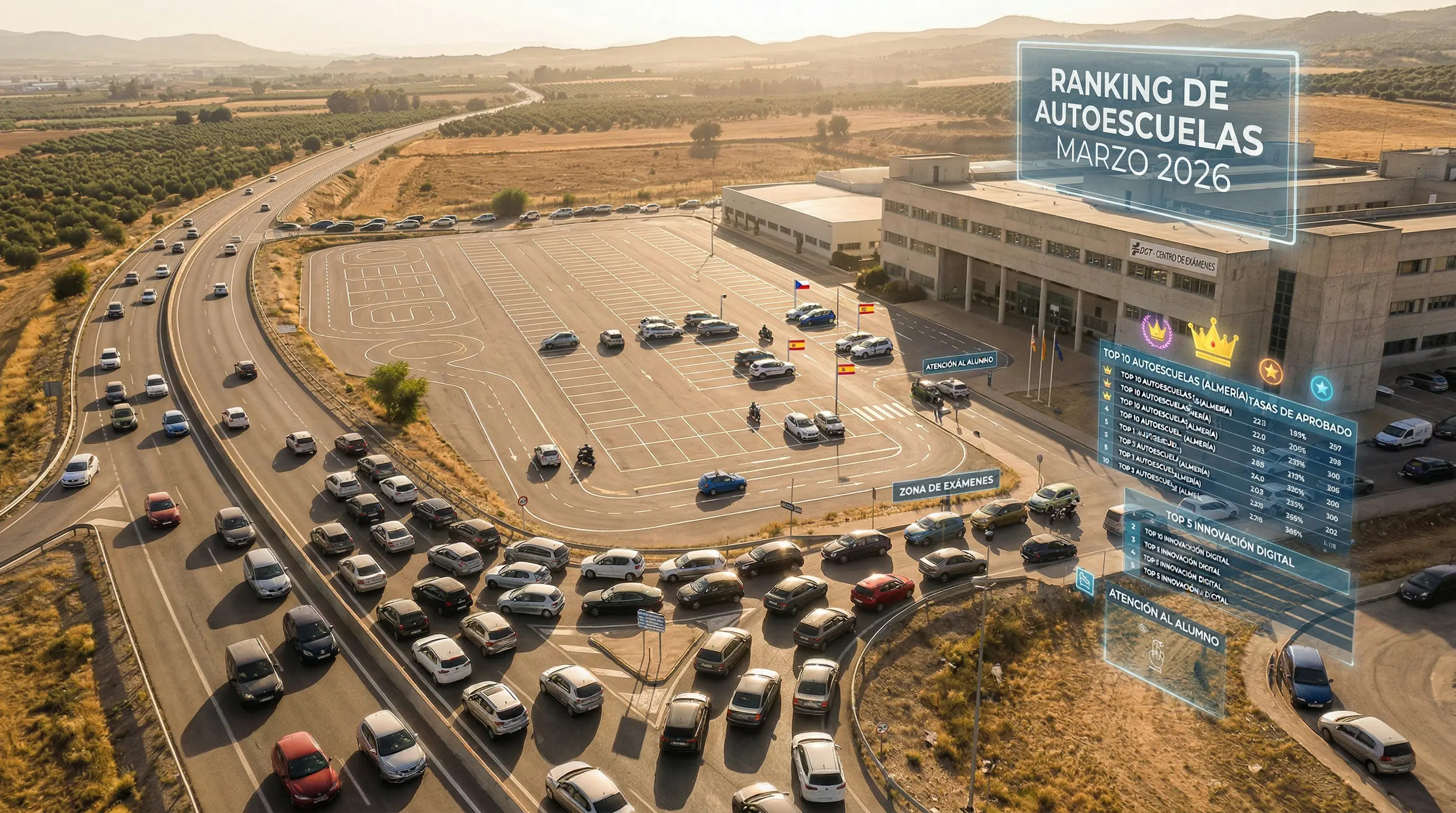 Ranking de autoescuelas con mejor tasa de aprobados en el examen práctico del carnet B en España, marzo 2026