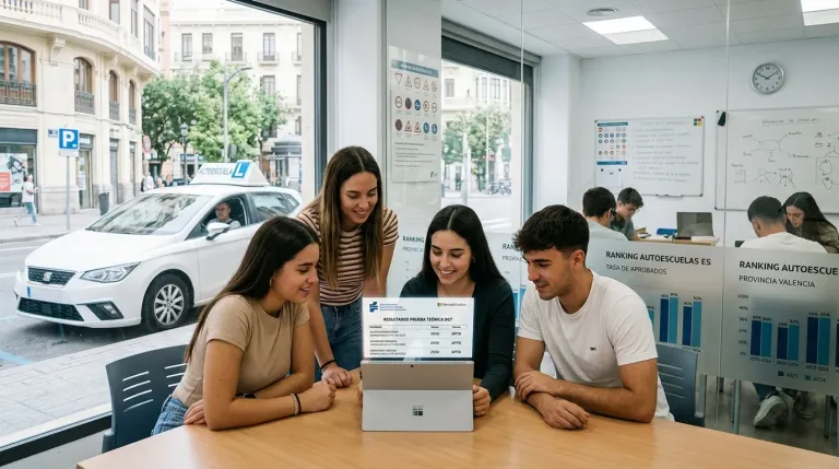 Ranking de autoescuelas con mejor tasa de aprobados en el examen práctico del carnet B en España, abril 2026