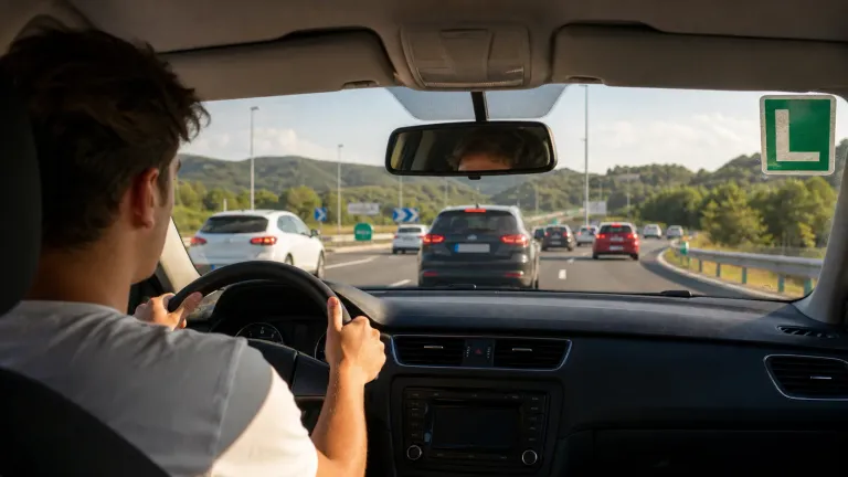 Conductor novel circulando por autovía durante la Operación Verano 2026