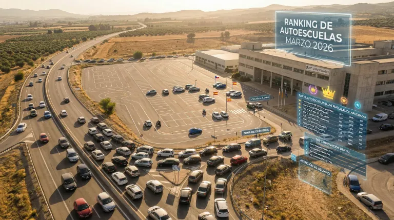 Ranking de autoescuelas con mejor tasa de aprobados en el examen práctico del carnet B en España, marzo 2026