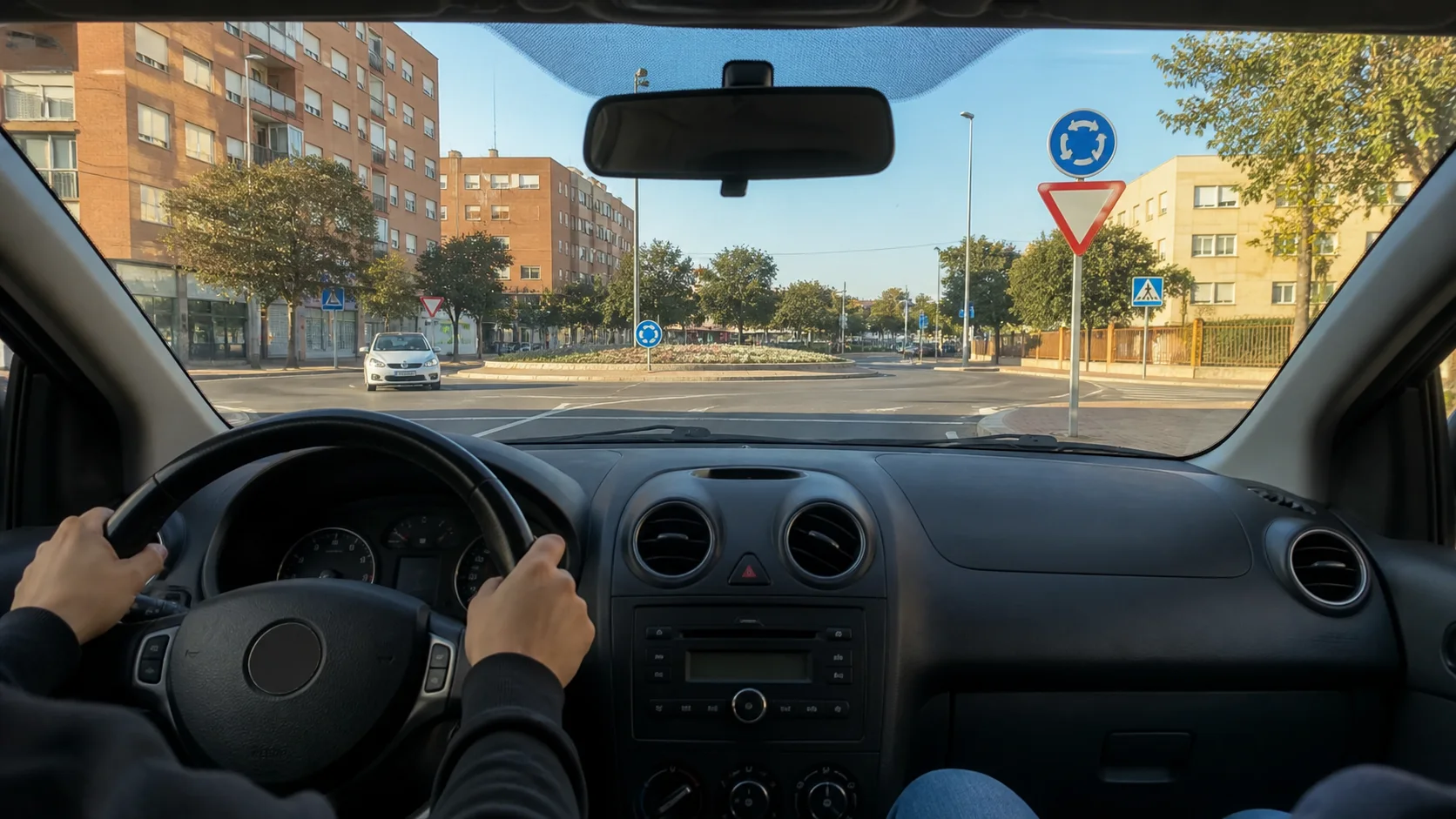 Alumna practicando una glorieta de Ciudad Real antes del examen práctico
